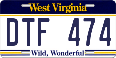 WV license plate DTF474