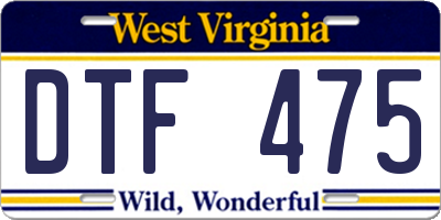 WV license plate DTF475