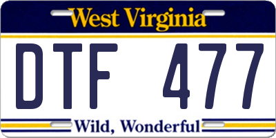 WV license plate DTF477