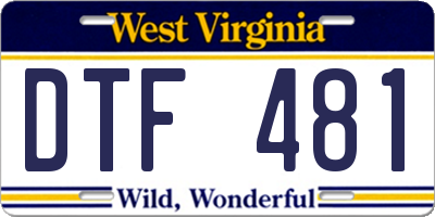 WV license plate DTF481