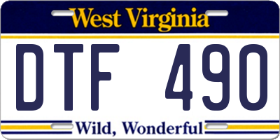 WV license plate DTF490