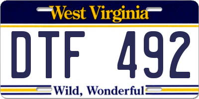 WV license plate DTF492