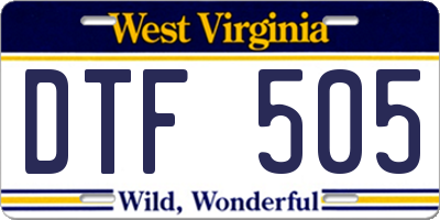 WV license plate DTF505