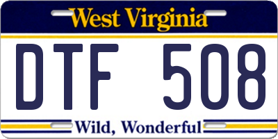 WV license plate DTF508