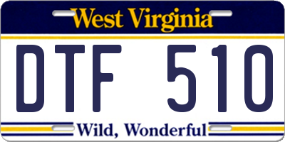 WV license plate DTF510