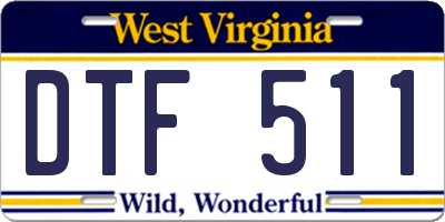 WV license plate DTF511