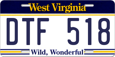 WV license plate DTF518