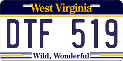 WV license plate DTF519