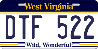 WV license plate DTF522