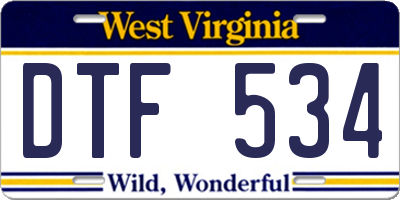 WV license plate DTF534