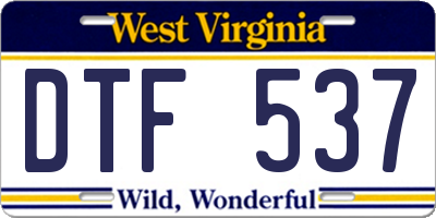 WV license plate DTF537