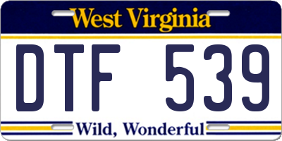 WV license plate DTF539