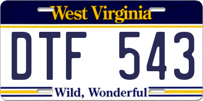 WV license plate DTF543