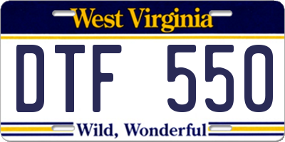 WV license plate DTF550