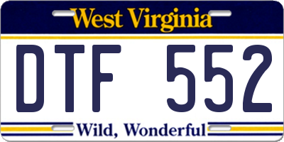 WV license plate DTF552