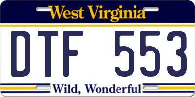 WV license plate DTF553