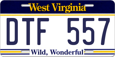 WV license plate DTF557