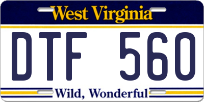WV license plate DTF560