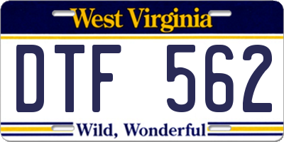 WV license plate DTF562