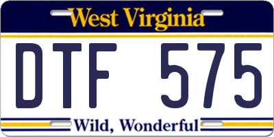 WV license plate DTF575