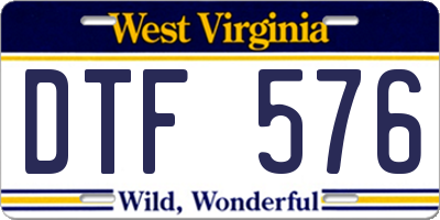 WV license plate DTF576