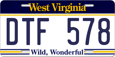 WV license plate DTF578