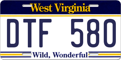 WV license plate DTF580
