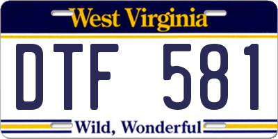 WV license plate DTF581