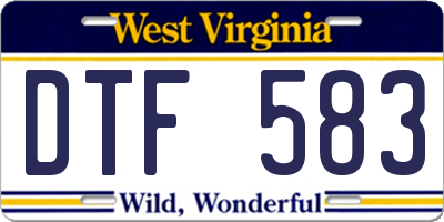 WV license plate DTF583