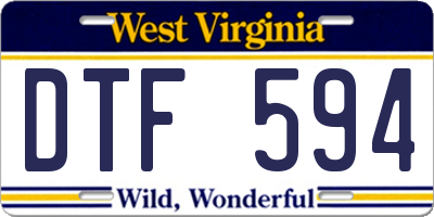 WV license plate DTF594