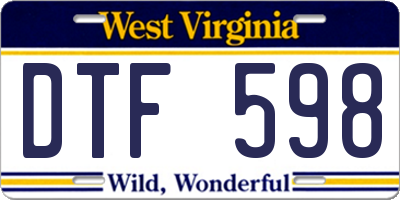 WV license plate DTF598