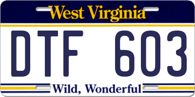 WV license plate DTF603