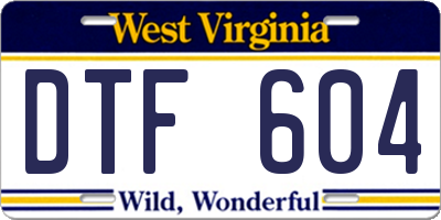 WV license plate DTF604