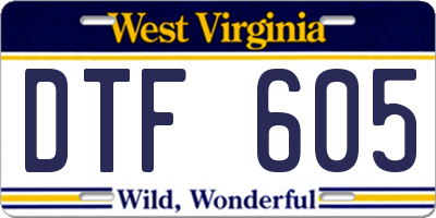 WV license plate DTF605