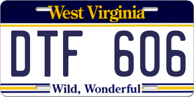 WV license plate DTF606