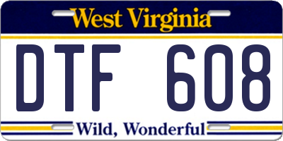 WV license plate DTF608