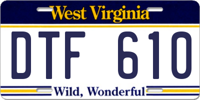 WV license plate DTF610