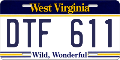 WV license plate DTF611