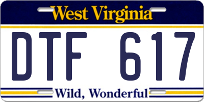 WV license plate DTF617