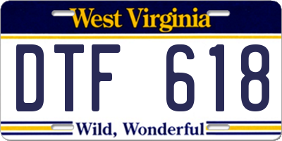 WV license plate DTF618