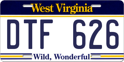 WV license plate DTF626