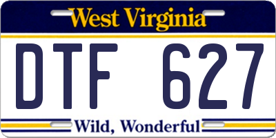 WV license plate DTF627