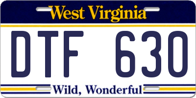 WV license plate DTF630