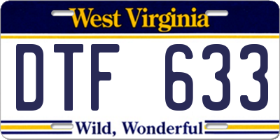 WV license plate DTF633