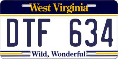 WV license plate DTF634