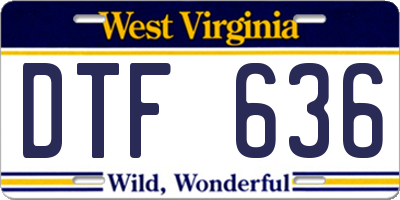 WV license plate DTF636