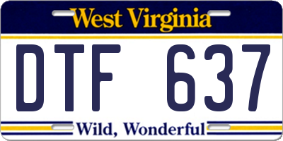 WV license plate DTF637