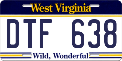 WV license plate DTF638