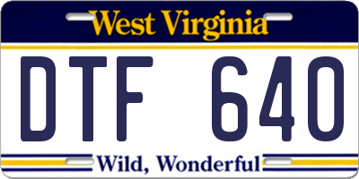 WV license plate DTF640