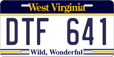 WV license plate DTF641